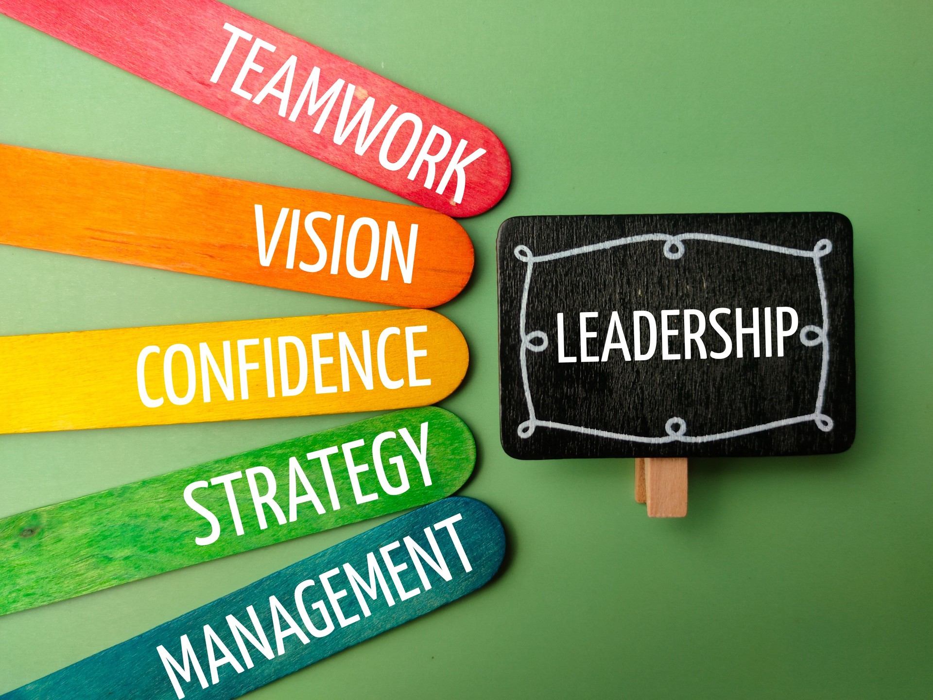 Colored wooden with the word Leadership concept
